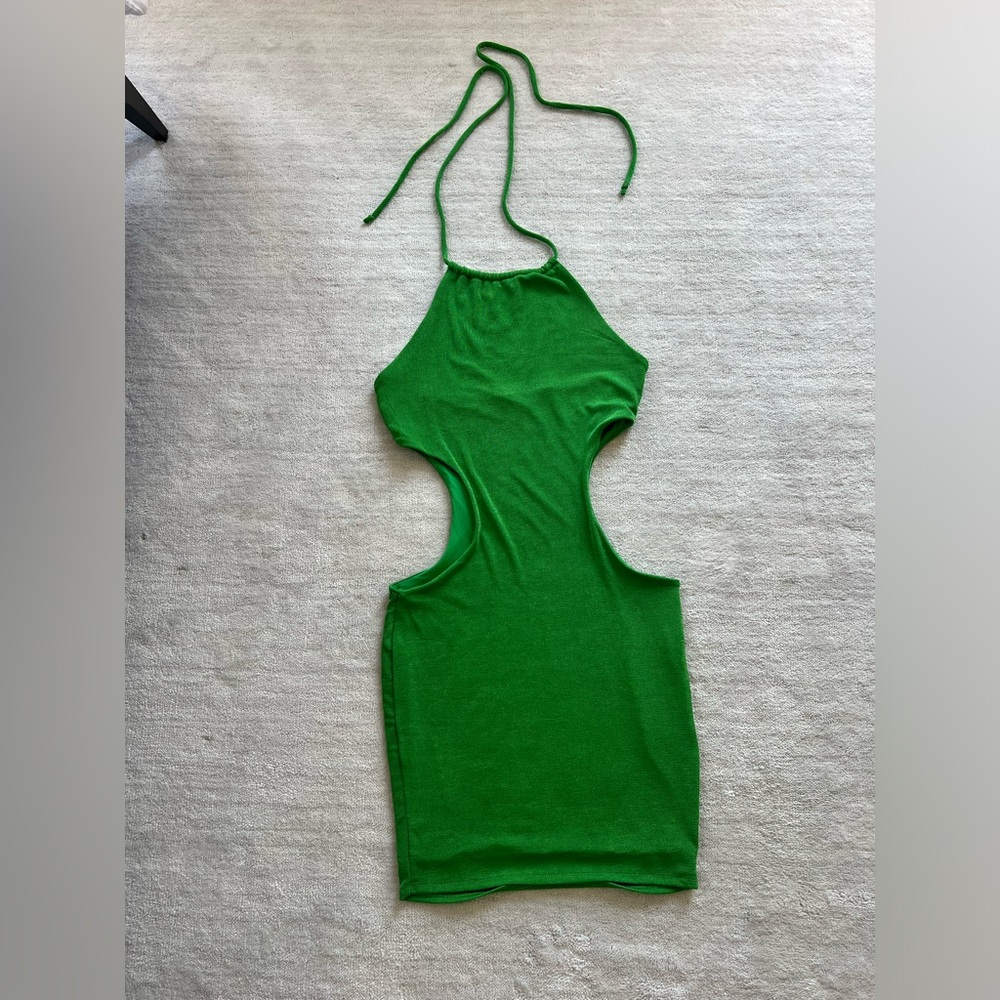 Green cutout mini dress